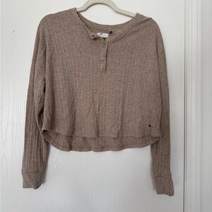 Hollister Brown Ribbed Button Down Shirt